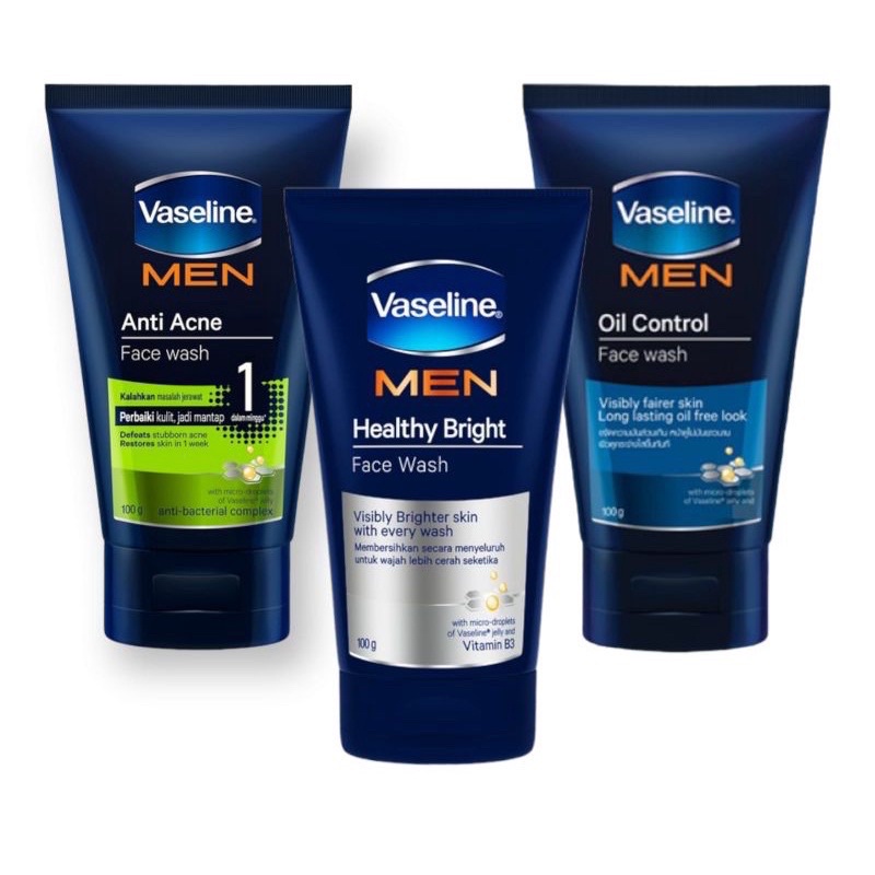 Vaseline Men's Healthy Bright, Anti Acne, Oil Control Face Wash 100 gr
