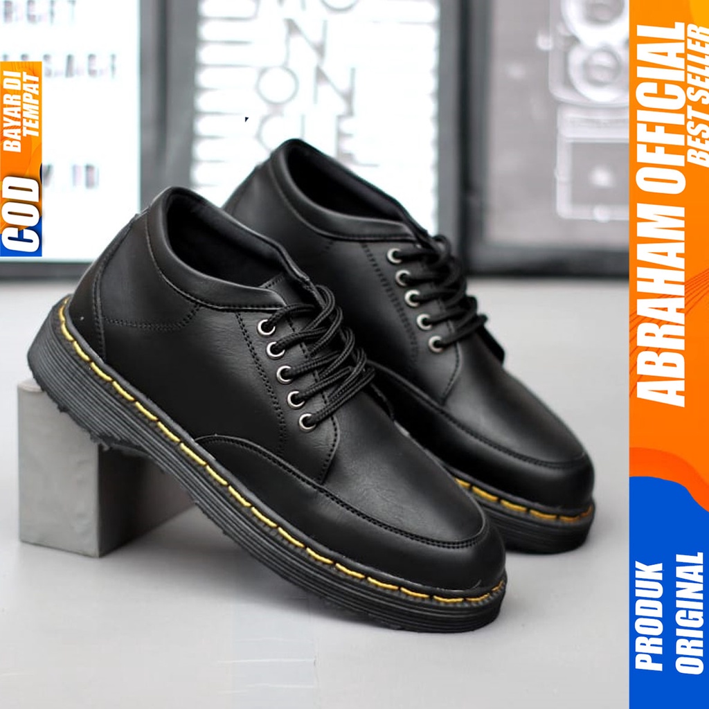 Sepatu Formal Pria Pantofel Docmart Low Boots Kerja Hitam Abraham HUGO