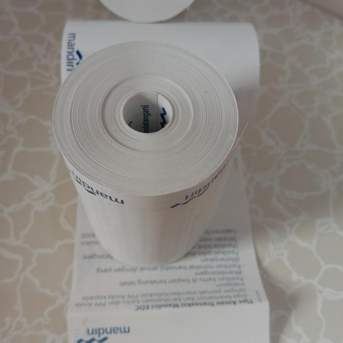 

KERTAS KASIR STRUK THERMAL ROLL EDC LOGO BANK MANDIRI 58X40 CORELESS