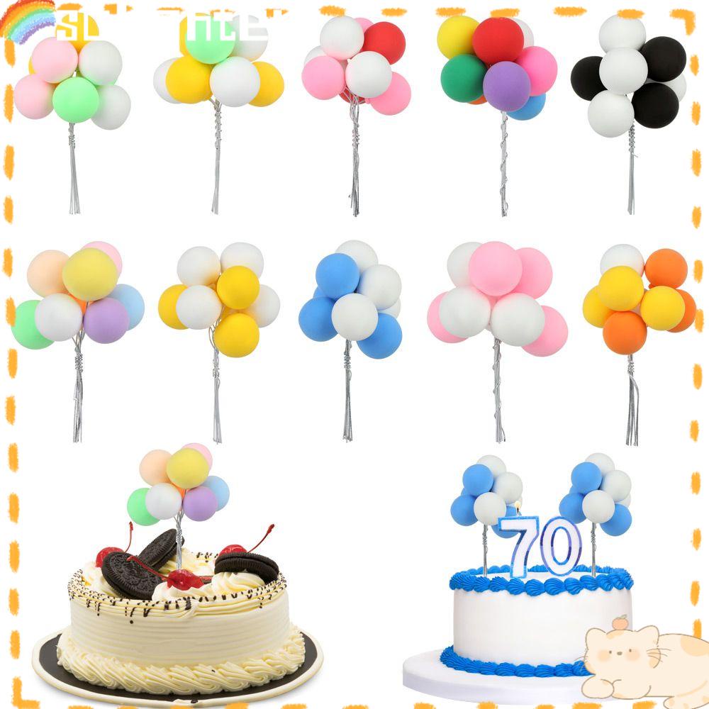 Solighter 8 Pcs Balon Hiasan Kue Kreatif Happy Birthday Pesta Pernikahan Perlengkapan Dessert Ornamen