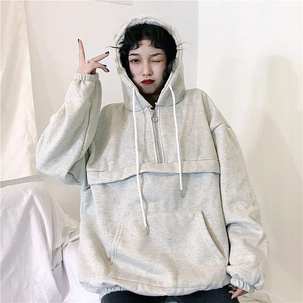 ZAIRA Sweater Hoodie Wanita Oversize |  Sweater Big Size Wanita Korean Style Kekinian