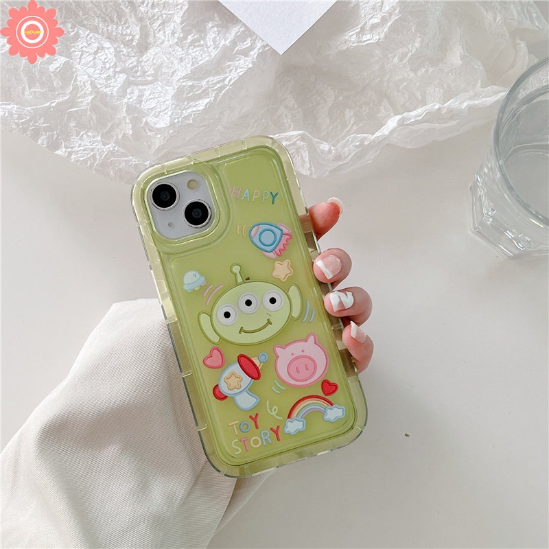 IPHONE Cute Toy Story Alien Buzz Lightyear Phone Case Kompatibel Untuk Iphone11 13 12 Pro MAX 14xr 7plus 78 6 6S Plus X XS MAX Shockproof Airbag Kartun Stiker Transparan Soft Cover