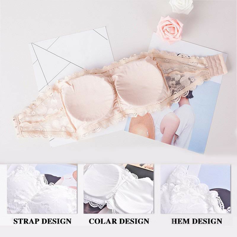 JT - TK013 Crop Top Bra Renda Kemben Bandeau Sexy Model Tanpa Tali Dengan Busa CRT IMPORT