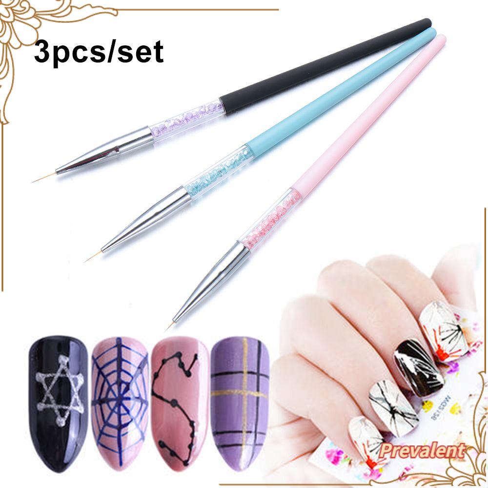 Preva Nail Liner Pen Pen New French Style Crystal Handle Gambar Garis Garis Grid Stripe