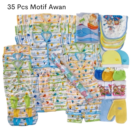 Paket Baju Bayi Baru Lahir LENGKAP 35 Pcs Bedong dan Perlak Paket Lahiran Komplit Murah Set Kado Hadiah Baju Baby Newborn Hemat