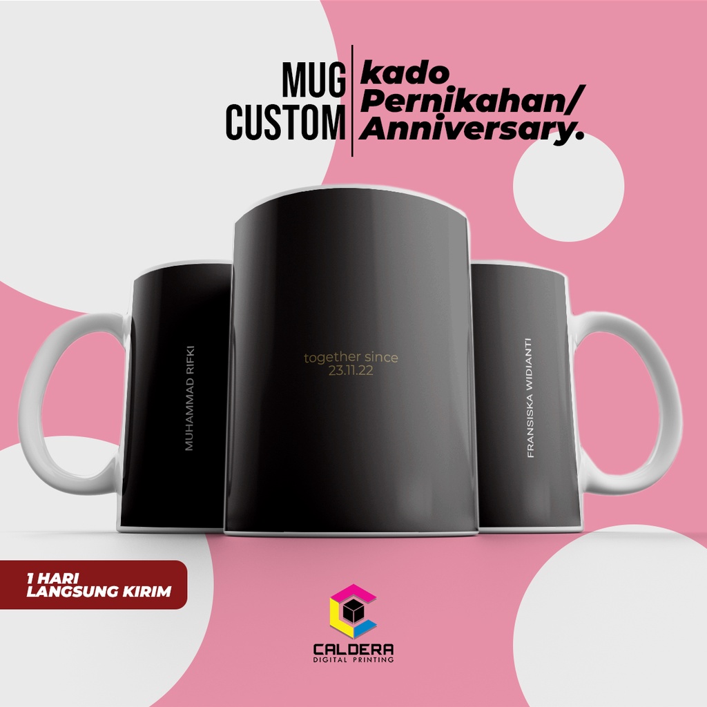 Mug Custom Kado Pernikahan (Wedding) / HariJadi (Anniversary) Gelas Cangkir Minum - CALDERA DIGITAL 