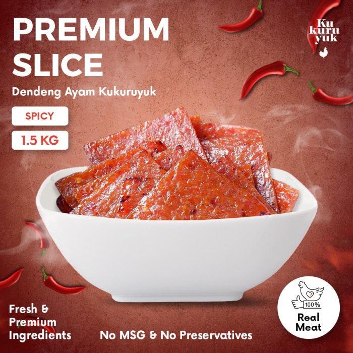 

⭐BISA COD⭐ [PREMIUM] Rasa Spicy / Pedas - 1.5 Kg - Dendeng Ayam Kukuruyuk