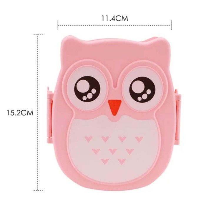 TEMPAT MAKAN LUCU GAMBAR OWL LUNCH BOX BURUNG HANTU LUCU DENGAN SENDOK TEMPAT MAKAN SEKAT 2