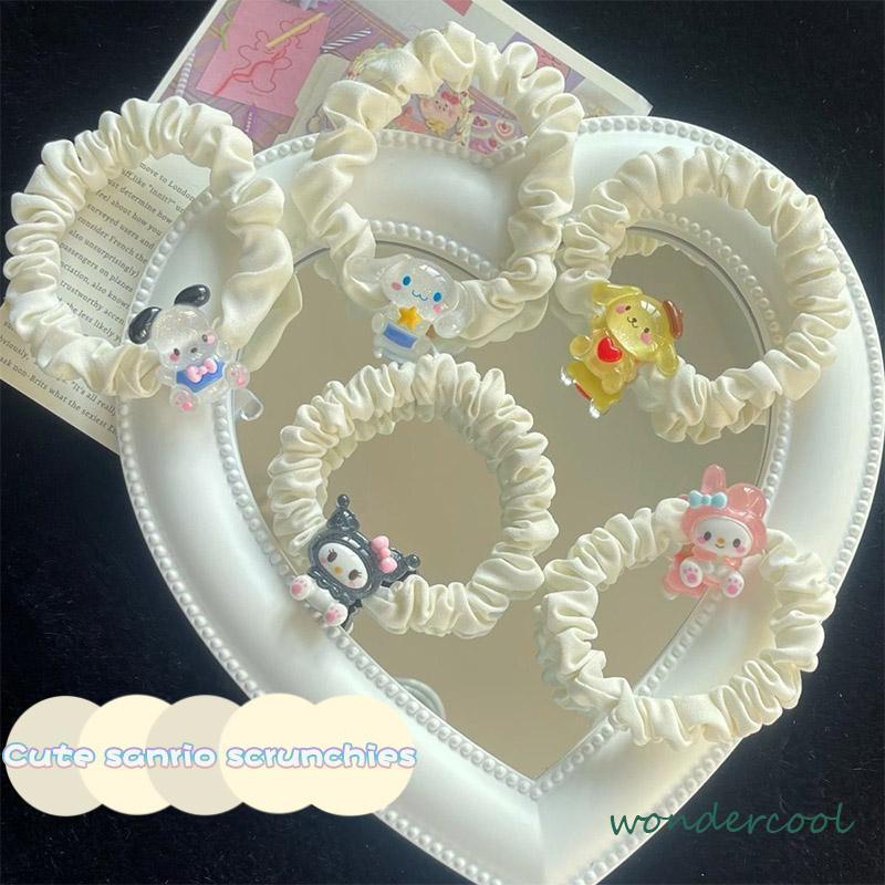 Kartun Cinnamoroll Dog Lipit Cincin Rambut Gadis Manis Lucu Tali Rambut Karet Gelang Karet-Won