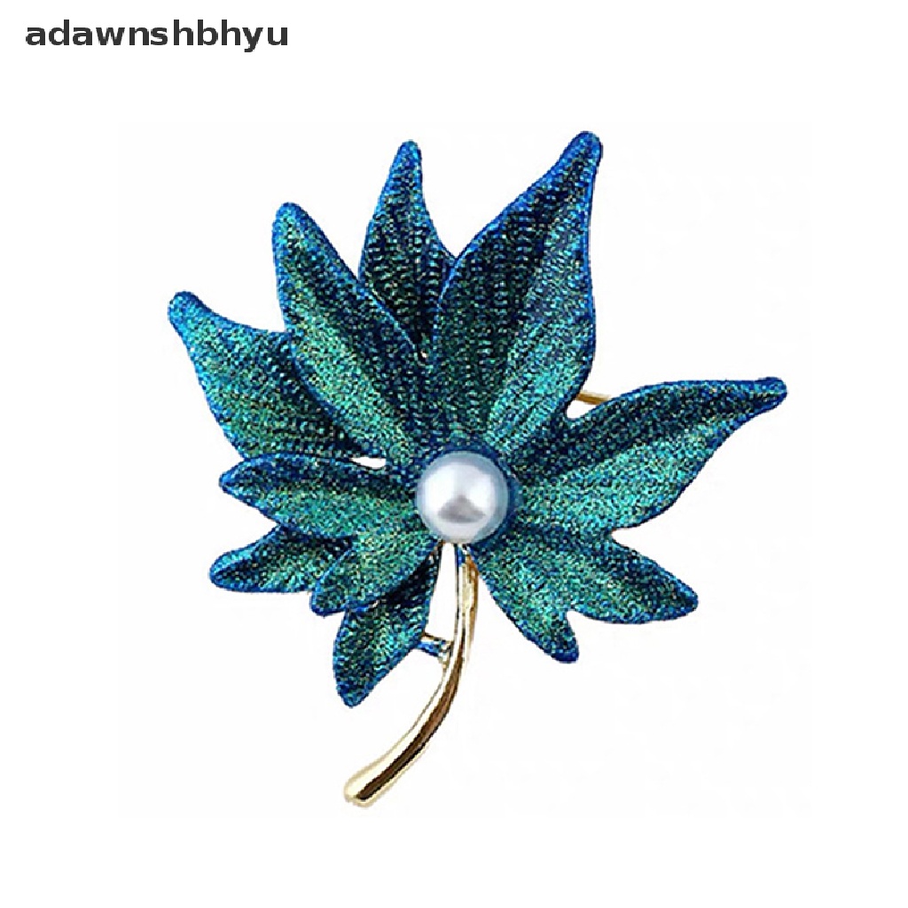 Adawnshbhyu Pin Bros Daun Maple Kristal Dengan Mutiara Palsu Wanita Lapel Pin Girl Decor ID