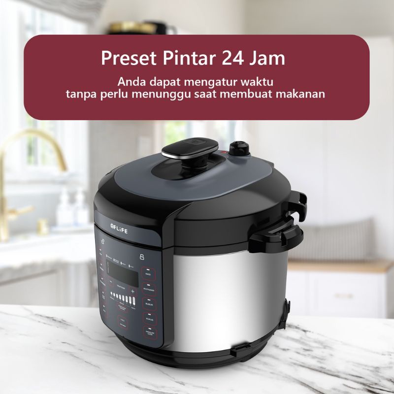 Flife Pressure Cooker PC05LB Panci Presto Dan Rice Cooker 5 Liter