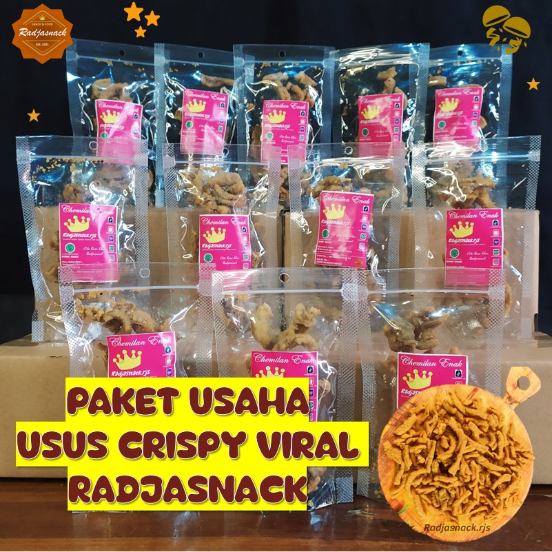 

PAKET USAHA 12PCS PAKET HEMAT USUS CRISPY VIRAL RADJASNACK