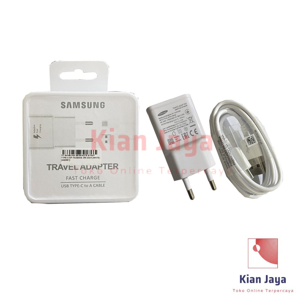 Travel Charger Samsung Galaxy S8 / S9 / Note 8 Fast Charging Pengisian Daya Cepat Kabel Cable USB Type Tipe C Original OEM Travel Adaptor Casan Hp Ori