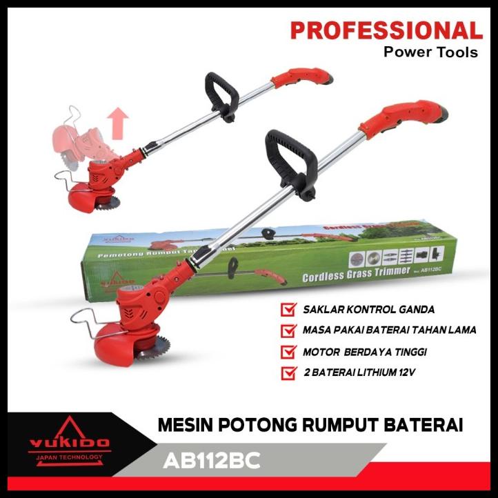 Mesin Potong Rumput 2 Baterai Cordless Portable Full Set Yukido