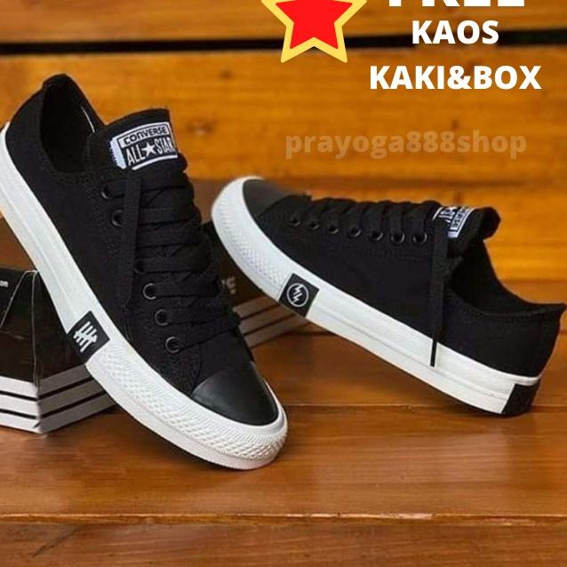Promo SEPATU SNEAKERS ORIGINAL PRIA WANITA CONVERS ALL STAR PETIR PREMIUM HITAM PUTIH PENDEK SEPATU 