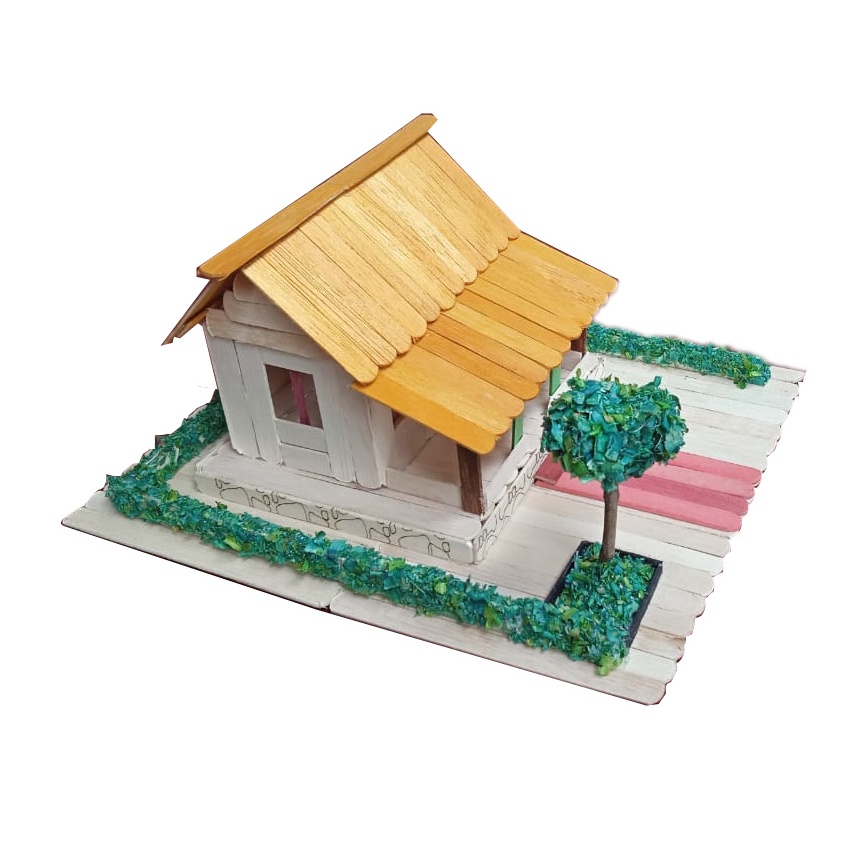 Prakarya Maket Miniatur Rumah Adat Kebaya Betawi 3 dari Stik Es Krim