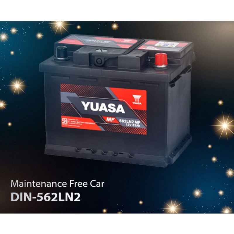 Aki kering mobil Spin 562LN2 Yuasa MF 12v 62ah