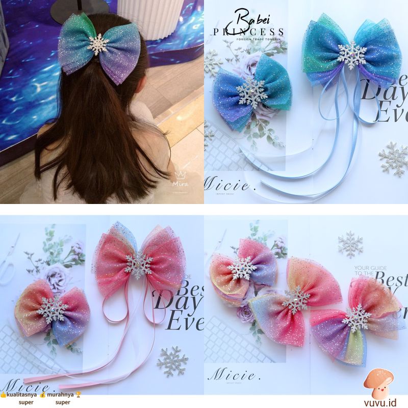 Aksesoris Rambut Frozen Ikat Karet Rambut Pita / Jepit Rambut Anak Snow Frozen Panjang