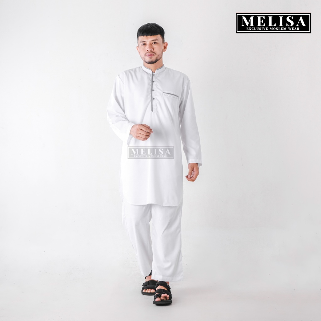 Baju Koko Pria Setelan Kurta Pakistan Dewasa Lengan Panjang Bahan Katun Toyobo Warna Putih