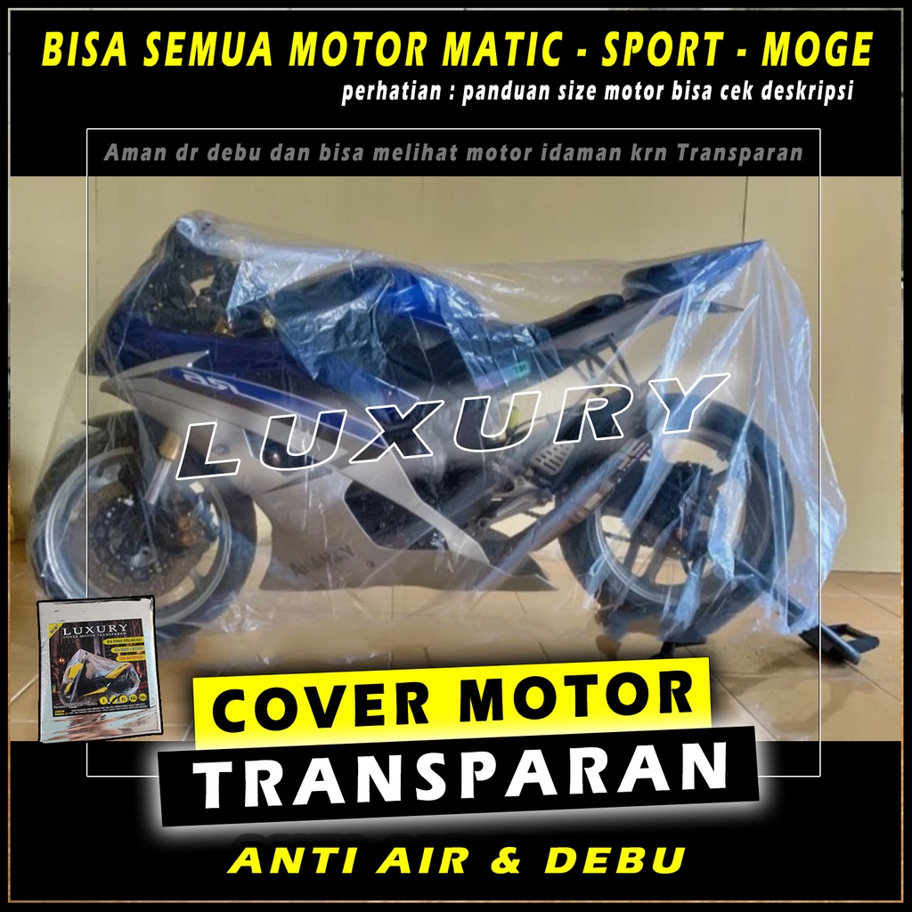Cover Sarung Motor Transparan Waterproof 1a Plastik Tutup NMAX PCX VARIO VESPA XMAX NINJA KING 1a