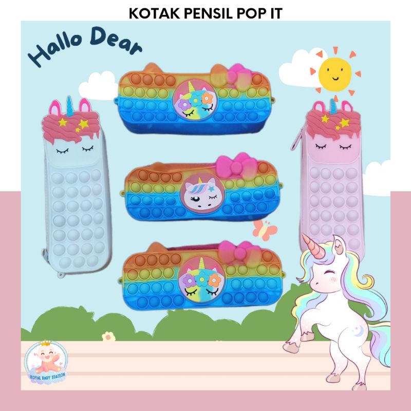 Kotak Pensil Pop It Unicorn Lucu Import