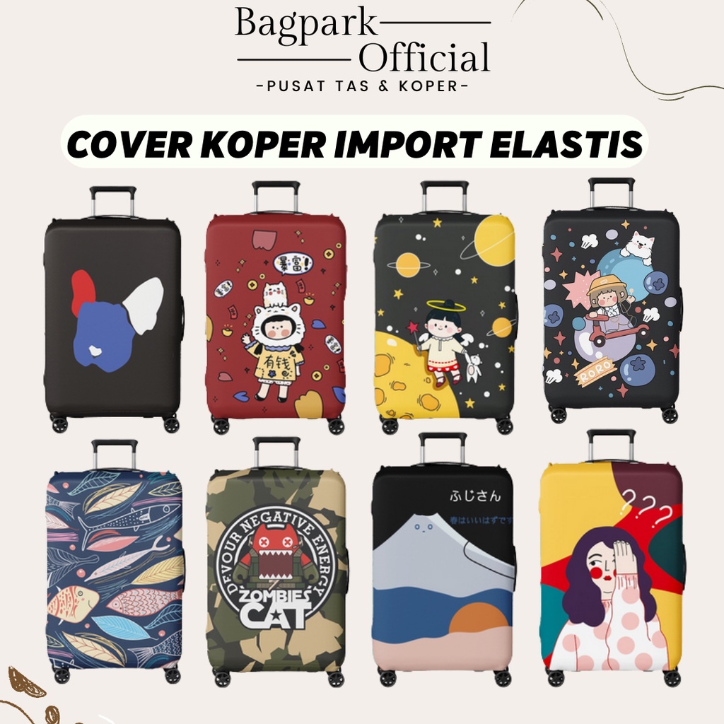 Cover Sarung Koper Pelindung Koper Elastic Luggage Cover Zipper Lock Elastis Bahan Kain Spandek Motif Simple Lucu Sarung Koper Elastis Premium Import Sarung Koper Kain