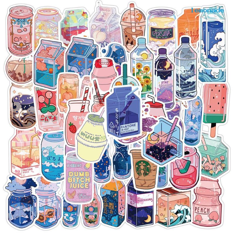 

12pc Stiker Minuman Sticker Deco Vinyl Graffiti Jurnal Diary Scrapbook Journal Studygram DIY Craft Hiasan Dekorasi Tumblr Buku