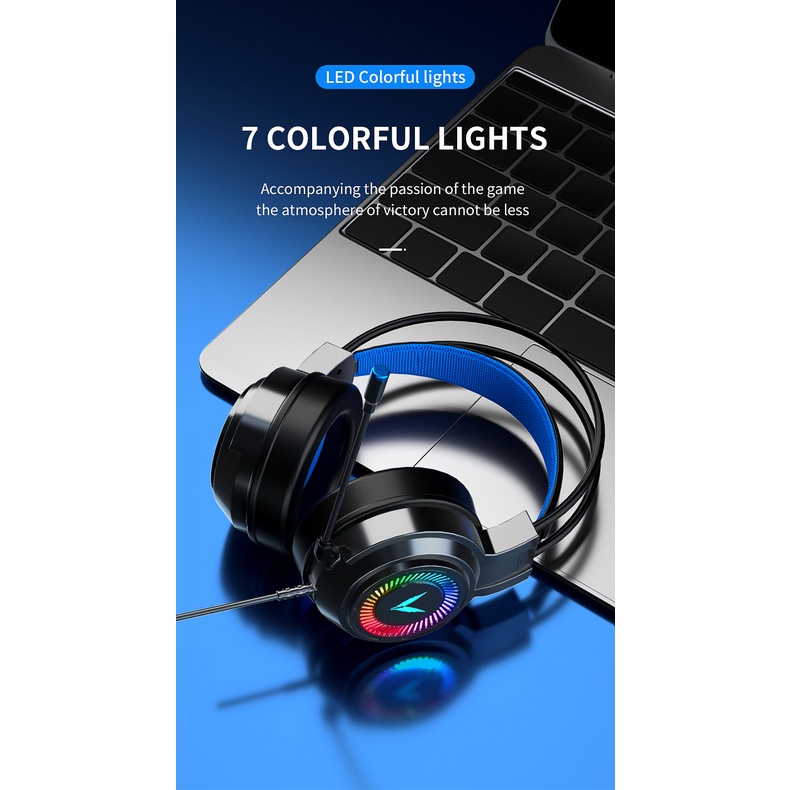 Sicibel Upgrade Versi G60 USB 7.1 Suara Surround Headphone Gaming Headset Kabel LED Peredam Kebisingan Dengan Mikrofon Untuk PC Laptop Komputer