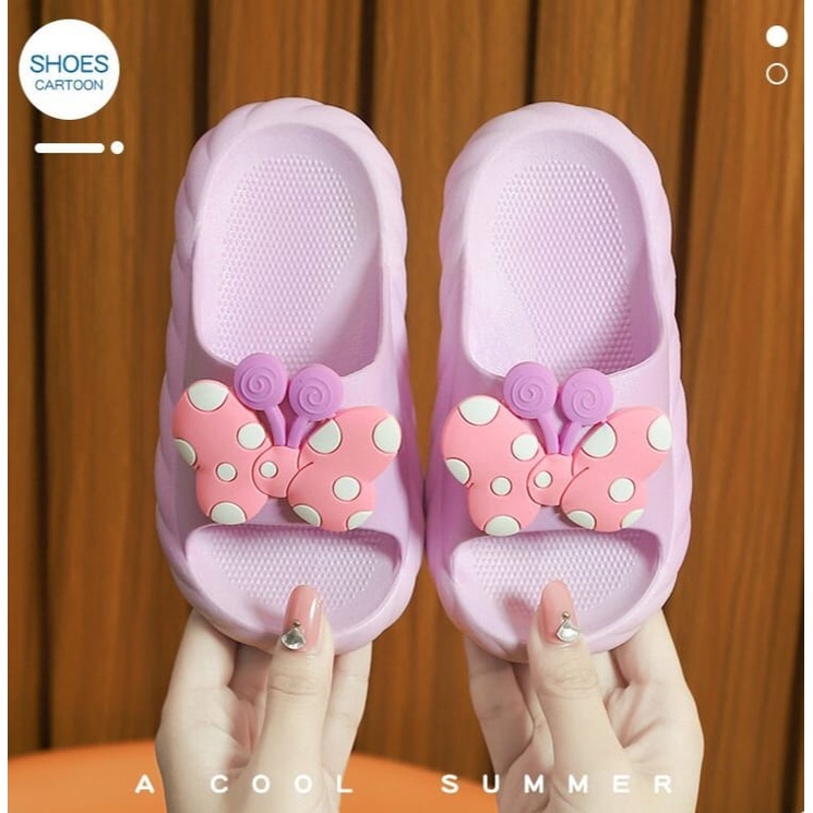 CUCI GUDANG TOPGROSIR LV0202 Sandal Anak Import Model Slip On Pita Butterfly Lucu