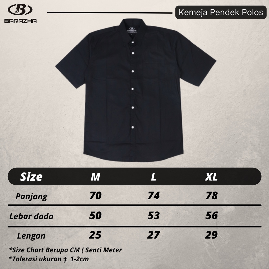 Kemeja Lengan Pendek Original Barazha , Kemeja Pria Polos , Kemeja Keren Slimfit