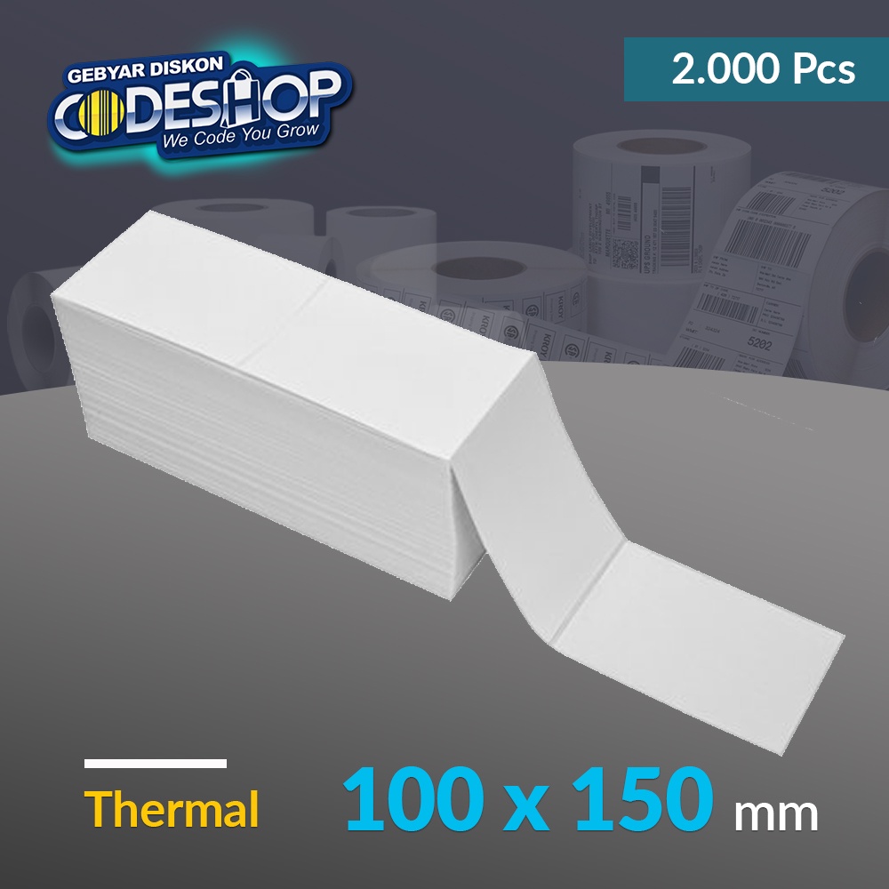 

Codeshop Label Thermal 100 x 150 mm A6 1 Line Stiker Printer Barcode Fanfold isi 2000 Pcs