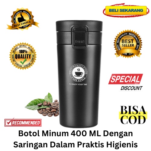 [BISA COD] PROMO Botol Minum 400 ML Dengan Saringan Dalam Untuk Kopi Dan Teh Praktis Higienis Thermos Mug Termos Air Panas Termos Teh Thermos Kopi Botol Air Wadah Cangkir Berkualitas