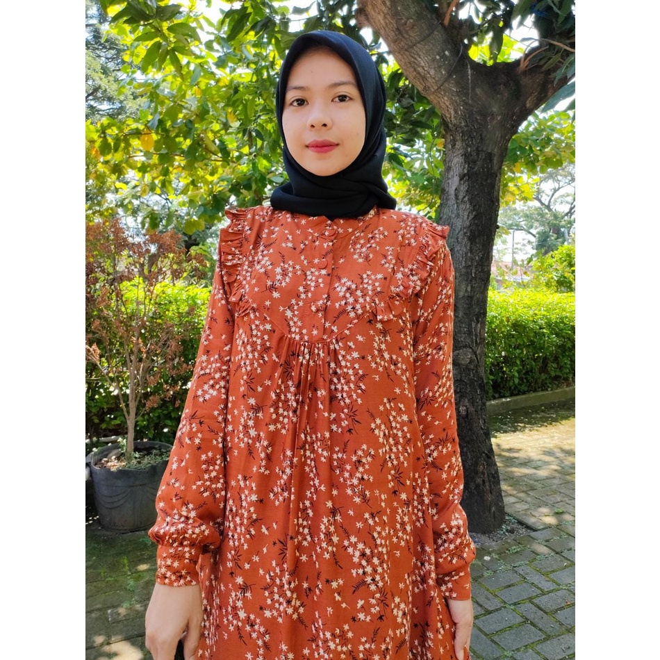 TERBARU! HOMEY DRESS RAYON SUSUN MOTIF  / GAMIS RAYON KRAH