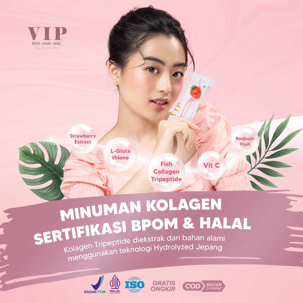 VIP Collagen Tripeptide Drink - Suplemen Pemutih kulit Halus Glowing