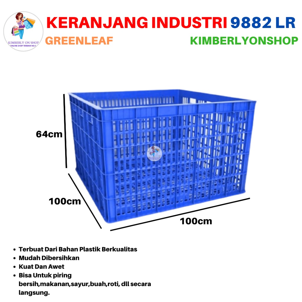 Keranjang Industri Box Container Keranjang Serbaguna 9882 LR Green Leaf