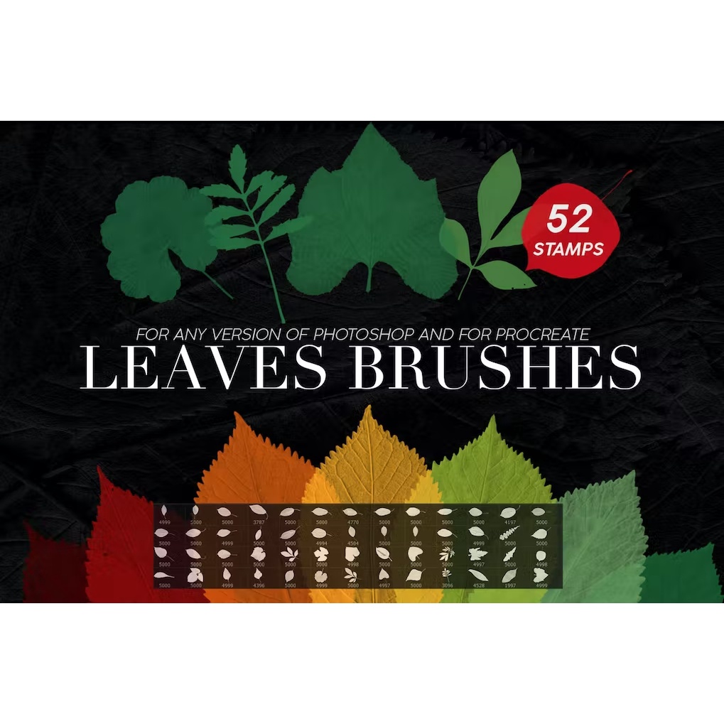 52 Leaves Photoshop Stamp Brushes