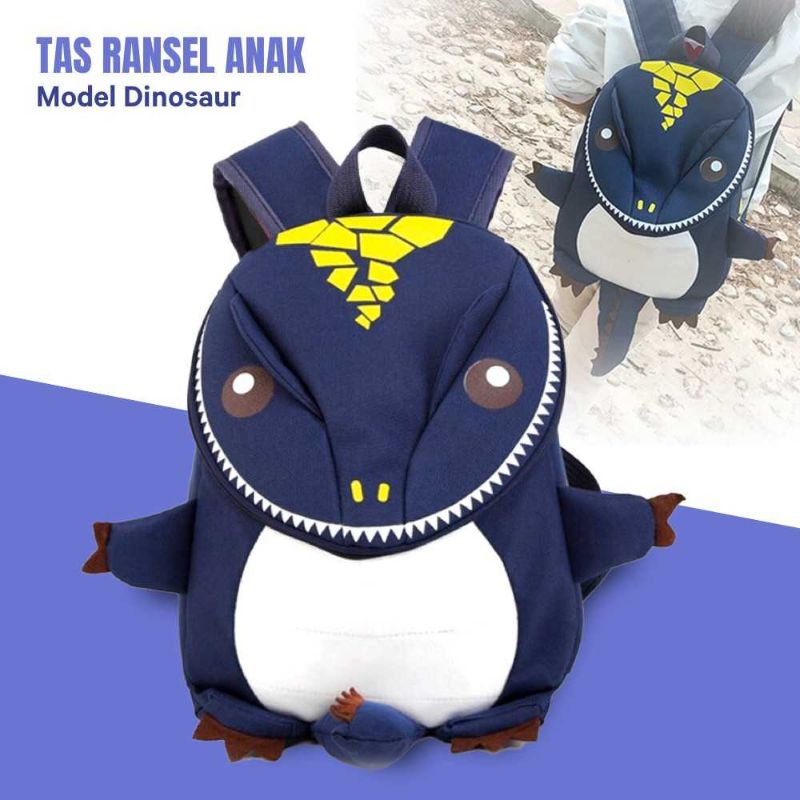 SUNEIGHT Tas Ransel Sekolah Anak Model Dinosaur - AD8765 Biru Tua