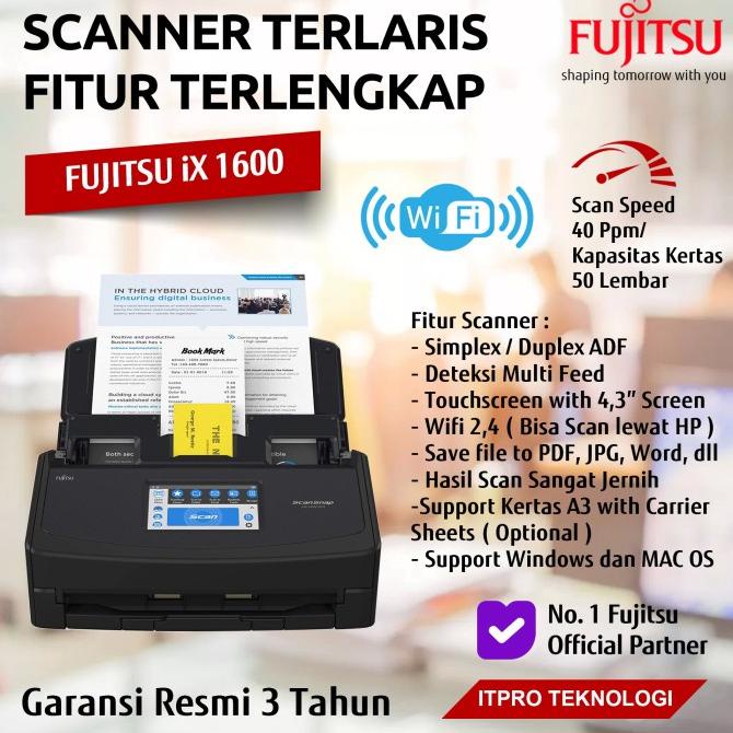 Promo Fujitsu Scanner ScanSnap ix1600 ADF, Duplex