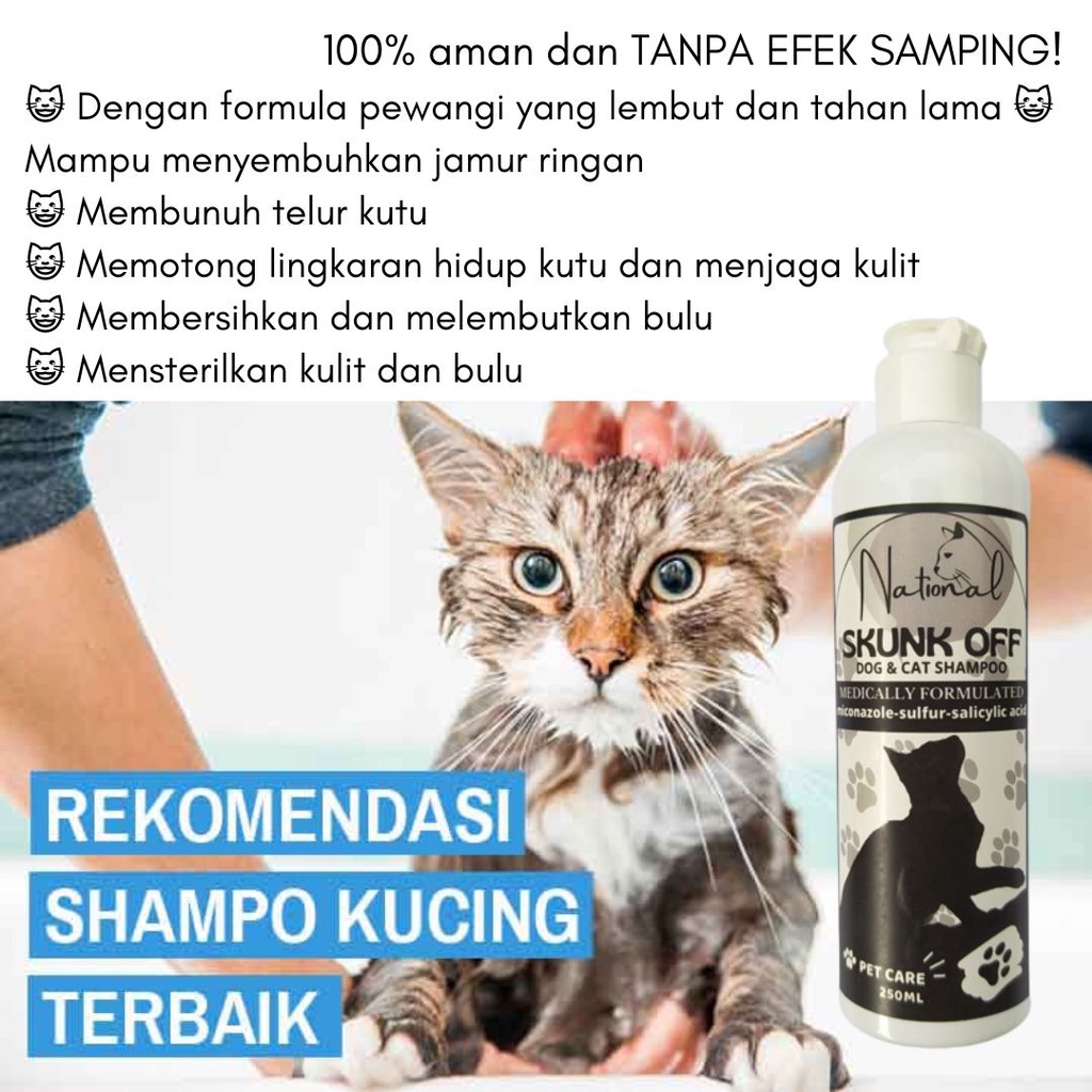 PAKET SHAMPOO/SAMPO SKUNK OFF BECAT KUCING ANJING ANTI KUTU DAN JAMUR 250 ML - SHAMPOO GROOMING ANJING, KUCING FEZONE