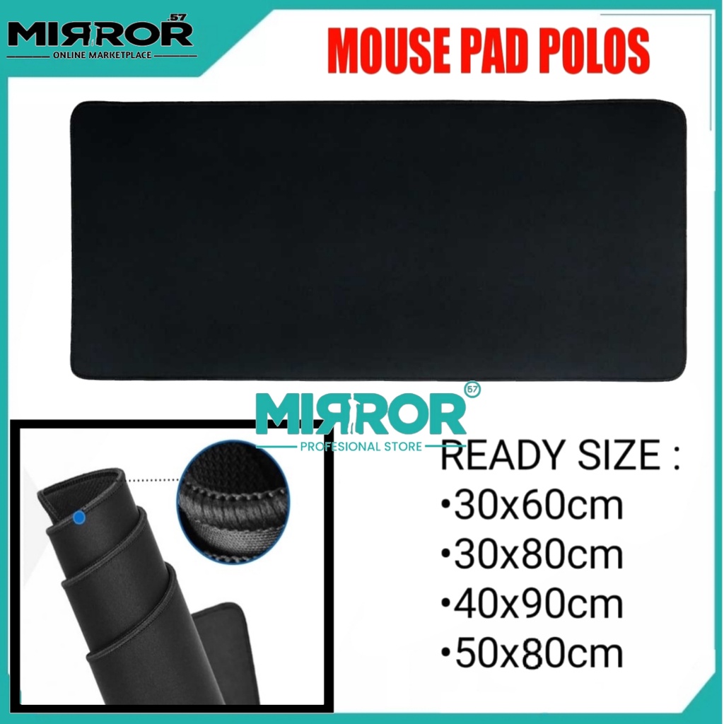 Mouse Pad Gaming XL Polos Matras Meja 50 x 80 / 40 x 90 / 30 x 80 / 30 x 60 cm Bahan Soft, Anti Slip