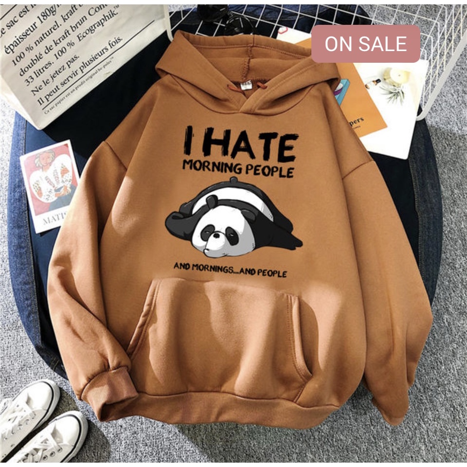 I Hate Morning People Jumper Hoodie II Sweater Hoodie Trendy II Sweter Oblong Topi Sz M - XL Anak &amp; Dewasa ( Pria &amp; Wanita )