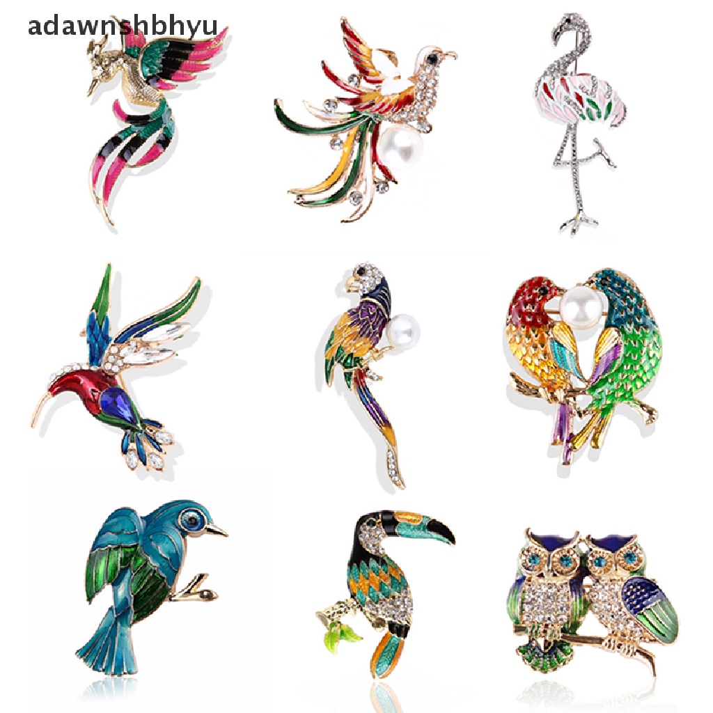 Adawnshbhyu Wanita Flamingo Crystal Bird Phoenix Animal Bird Owl Breastpin Bros Pin Perhiasan ID