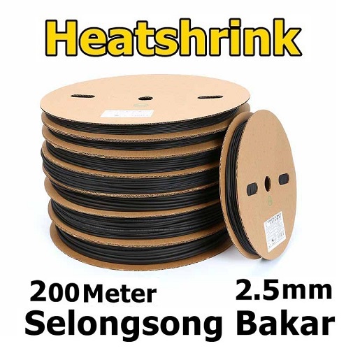 1ROLL 200M Selongsong Bakar Kabel Ukuran 2.5mm Heatshrink Tube Pelapis Pelindung Kabel 2,5mm 200 Meter