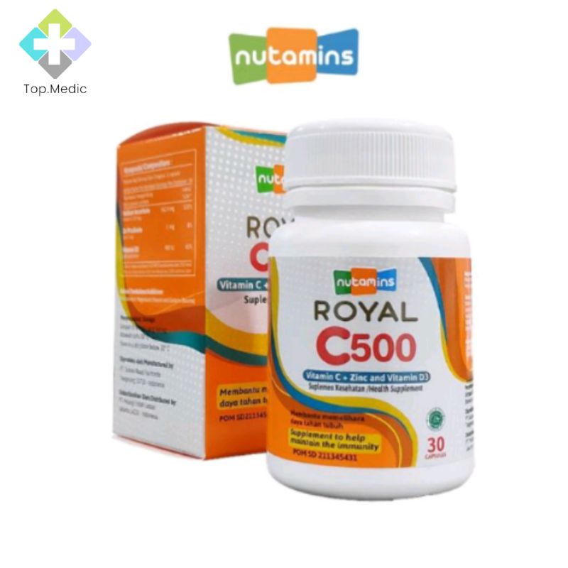 NUTAMINS ROYAL C500 isi 30 Capsules  - Vitamin C + Zinc  Untuk Kesehatan