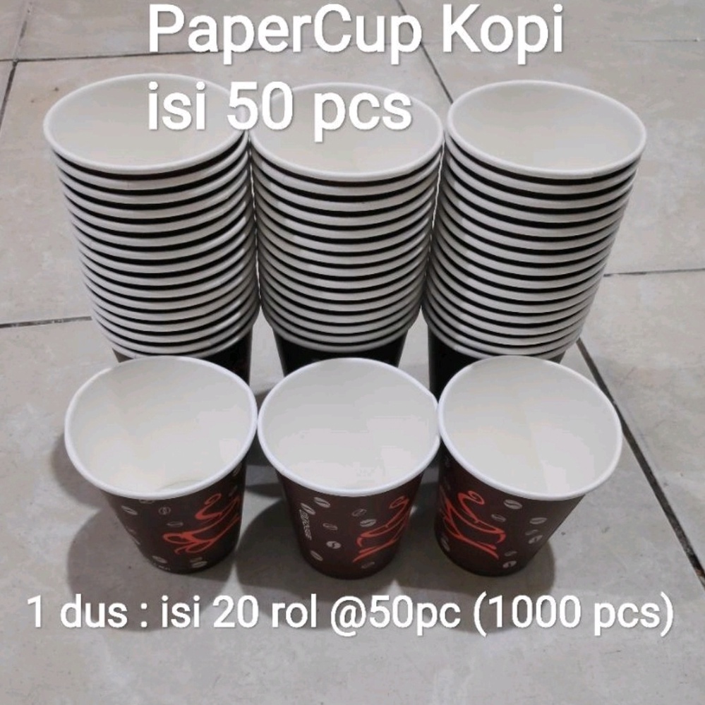 PaperCup Kopi / Paper Cup Uk 8 oz (1 Dus isi 20 Roll) - Gelas Kertas, Gelas Kopi, Cup Kopi