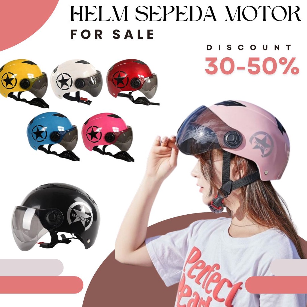 Helm Sepeda Skuter Motor Elektrik Half Face Helm Sepeda / Helm Skuter / Helm Skating Pelindung Kepala Outdoor