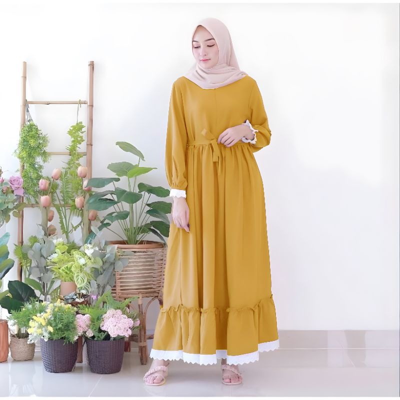 Gamis Terbaru Polos Jumbo Premium Rempel Renda Busui Friendly