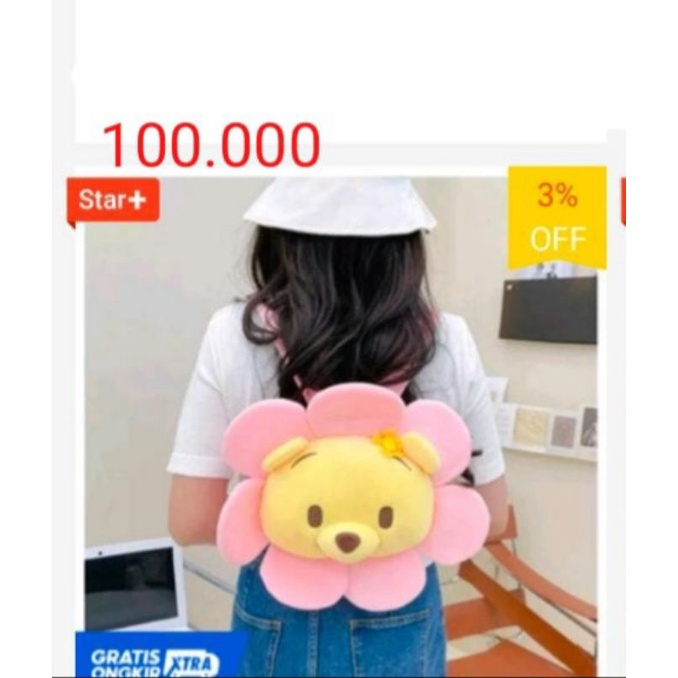 Tas Ransel Karakter Teddy Bear Flower
