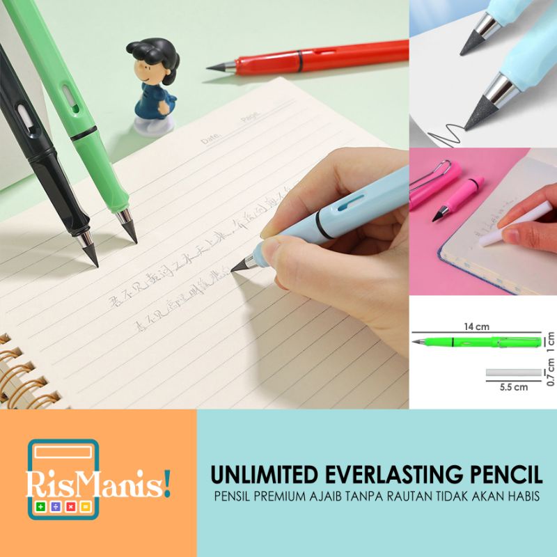 UNLIMITED EVERLASTING PENCIL - 1 pcs Pensil HB Premium Ajaib Tahan Lama Awet Tanpa Rautan Tidak Bisa Habis Eternal Tanpa Batas Pen Alat Tulis Sekolah Peralatan Kantor Stationary Mahasiswa Kuliah