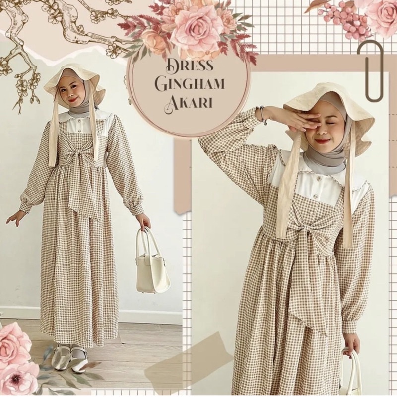 Jual Dress Gingham Akari Dress Vintage Korea Motif Kotak Cottagecore Shopee Indonesia